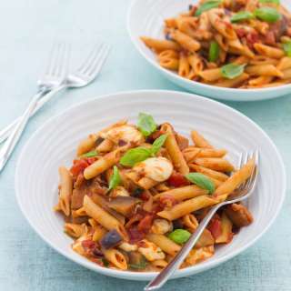 Aubergine and Mozzarella Pasta