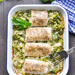 Dump-and-Bake Italian Fish Recipe with Broccoli and Rice