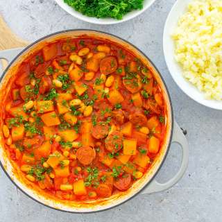 Chorizo, Cannellini Bean and Butternut Squash Stew