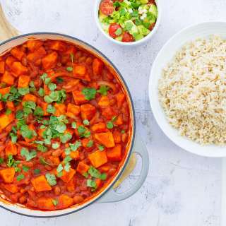 Sweet Potato Chilli with Avocado Salad (Vegan)