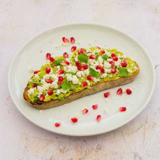 Avocado Toast with Feta and Pomegranate Seeds