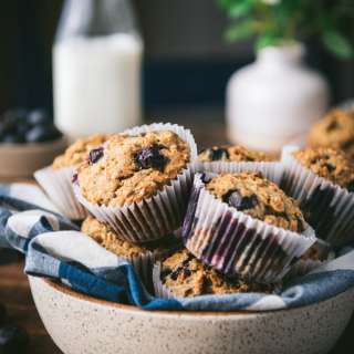 Whole Wheat Banana Blueberry Muffins