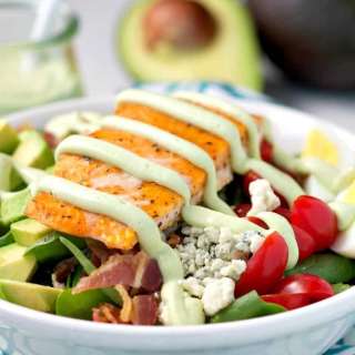 Salmon Cobb Salad with Light Avocado Dressing