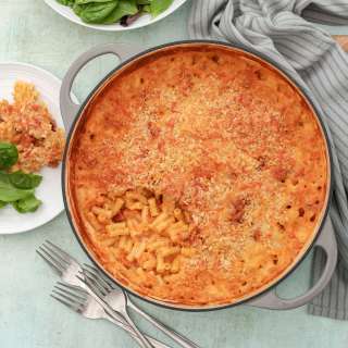 Spanish style Macaroni Cheese with Chorizo and Manchego