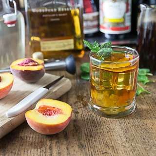 Bourbon Peach Tea Smash Cocktail