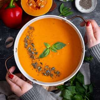 Roasted Butternut Squash and Red Pepper Soup