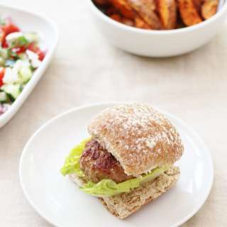 Harissa Turkey Burgers with Cumin Spiced Sweet Potato Wedges