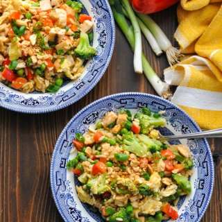 Chicken Fried Rice with Thai Peanut Sauce