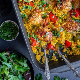 One Pan Oven Baked Chicken and Rice