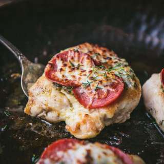 Pepperoni Chicken with Pesto and Cheese