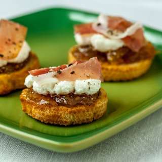Crostini with Ricotta, Fig Preserves and Prosciutto