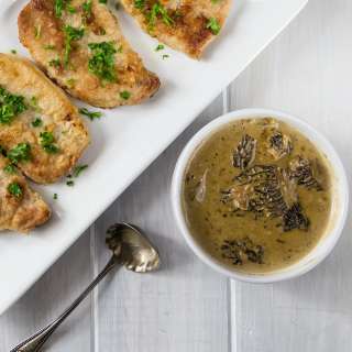Pork Chops in Morel Mushroom Sauce Recipe Card
