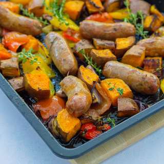 Sausage and Sweet Potato Traybake