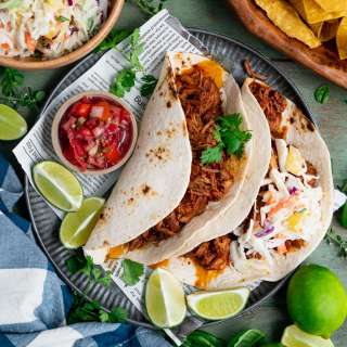 Honey Lime Slow Cooker Pulled Pork Tacos with Pineapple Slaw