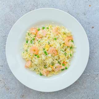 Egg Fried Rice with Prawns and Peas