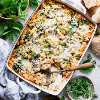 Dump-and-Bake Chicken Florentine Pasta