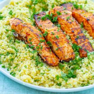 Harissa Salmon with Herby Couscous