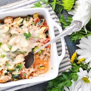 Aunt Bee's Cheesy Turkey, Tomato and Zucchini Casserole