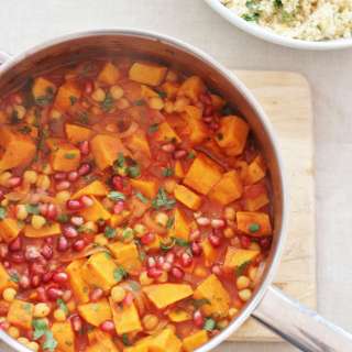 Harissa, Sweet Potato and Chickpea Tagine with Lemon and Coriander Couscous