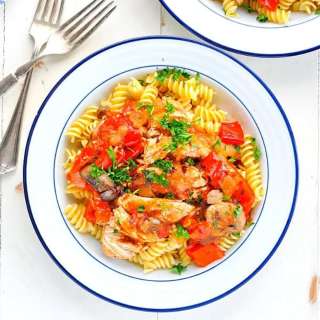 Slow Cooker or Instant Pot Chicken with Peppers and Onions