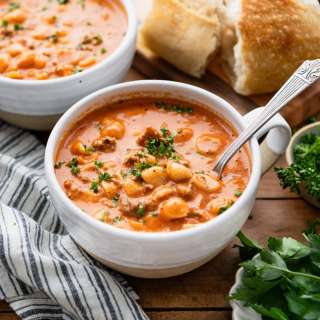 Creamy Tomato Soup with Ground Beef and Noodles