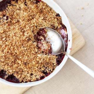 Gluten Free Peach and Cherry Crumble