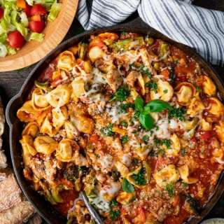 One Skillet Cheese Tortellini with Italian Chicken Sausage