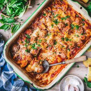 Dump-and-Bake Tortellini and Meatballs