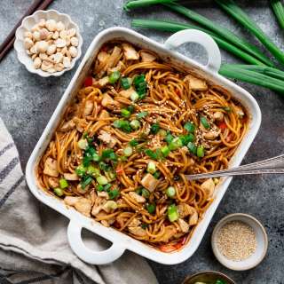 Dump-and-Bake Sesame Chicken Noodles