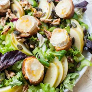 Apple celery salad with walnuts and goat cheese