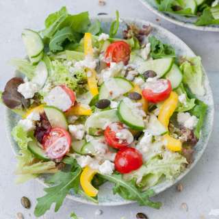 Simple salad with yogurt dressing