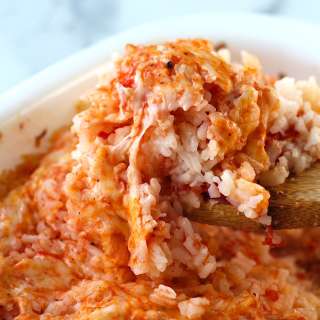 Brazilian Baked Rice with Cheese and Tomatoes