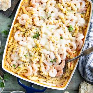 Dump-and-Bake Shrimp Alfredo