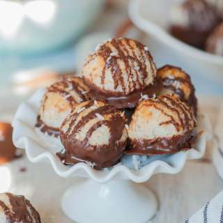 Chocolate-dipped coconut macaroons