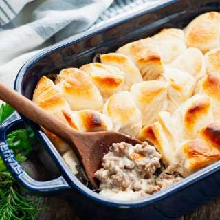 Biscuits and Gravy Breakfast Casserole
