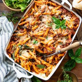 Penne Pasta Bake with Sausage and Spinach