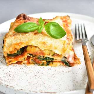 Vegetarian lasagna with zucchini and spinach