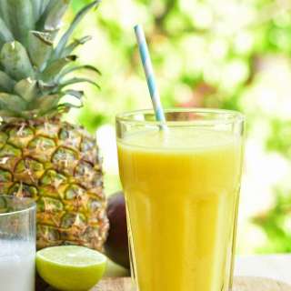 Pineapple mango coconut and lime smoothie