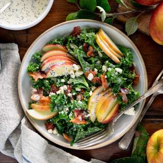 Kale Apple Salad with Bacon and Creamy Poppy Seed Dressing