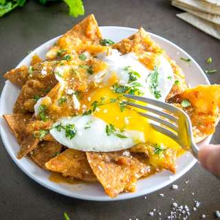 Chilaquiles with Tomatillo-Chipotle Salsa