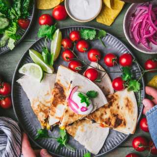 Chicken Quesadilla with Corn and Black Beans