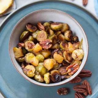 Roasted brussel sprouts with pineapple and pecans