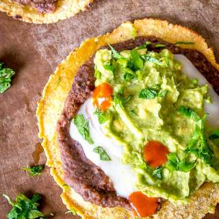 Spicy Black Bean and Guacamole Tostadas