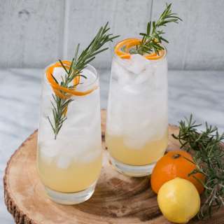 Meyer Lemon and Rosemary Tom Collins