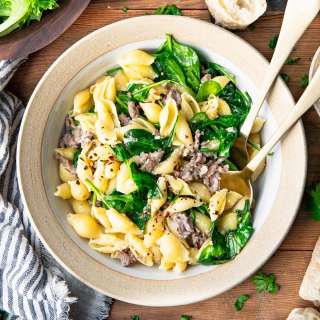 Pasta with Sausage and Spinach