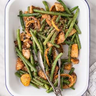 This Green Beans and Halloumi Salad with Roasted Lemons and Shallots