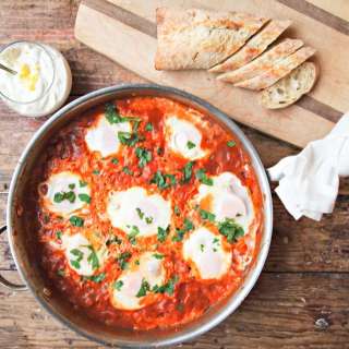 Shakshuka aka Eggs Poached in Spicy Tomato Sauce