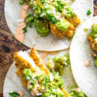Crispy Chicken Tacos with Chipotle Crema and Guacamole