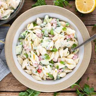 Easy Pasta Salad with Mayo, Lemon, and Basil
