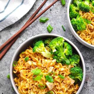 Chicken Ramen Noodles in Peanut Soy Sauce